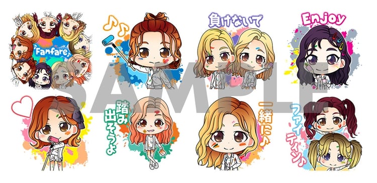 TWICE「Fanfare」発売記念LINEスタンプサンプル。
