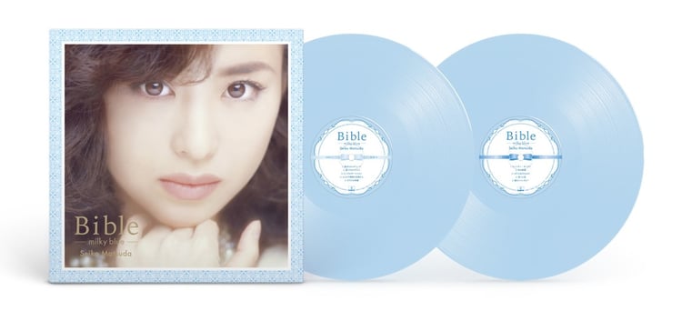 松田聖子「Bible-milky blue-」ジャケットと盤面。