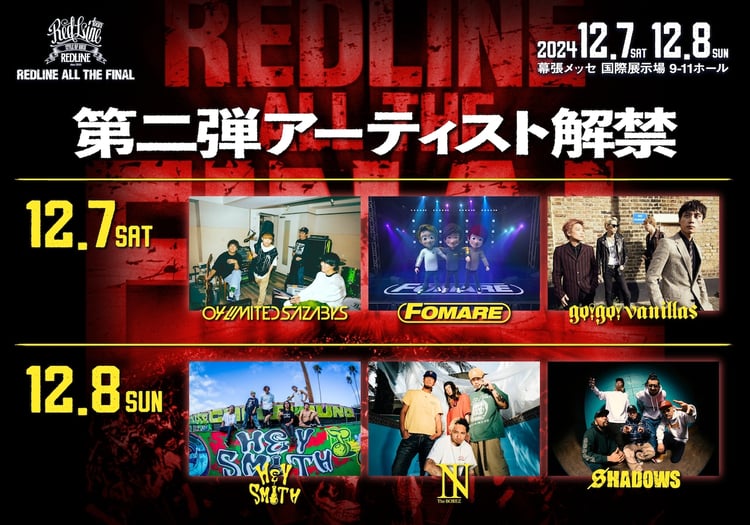 「REDLINE ALL THE FINAL」第2弾出演アーティスト告知画像