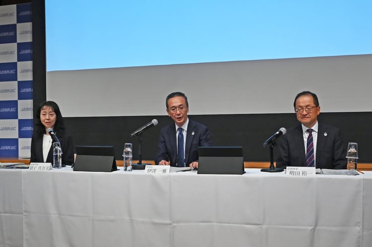 JASRAC「2024年度上半期事業報告記者会見」の様子。