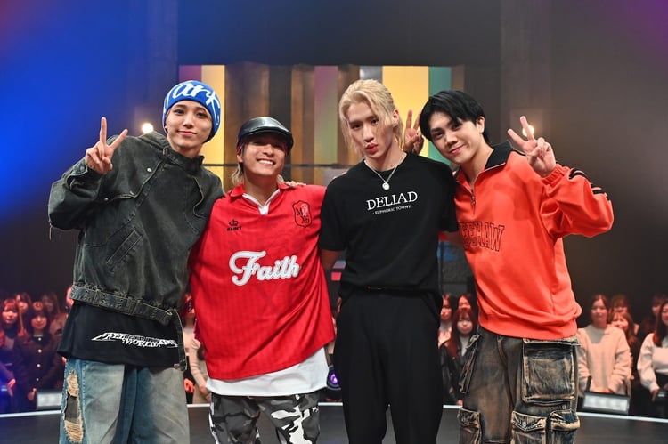 「R4 STREET DANCE」出演者。左からHAYATO（ONE N' ONLY）、和田颯（Da-iCE）、松井利樹（BALLISTIK BOYZ）、佐々木大光（7 MEN 侍）。(c) フジテレビ