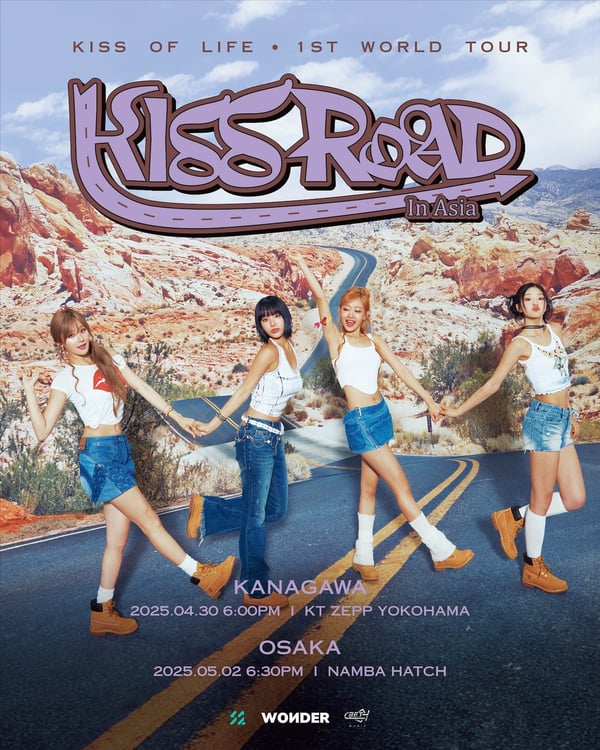 「2025 KISS OF LIFE 1ST WORLD TOUR『KISS ROAD』 IN ASIA」の日本公演の告知ビジュアル。