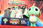 アニメ映画「新劇場版☆ケロロ軍曹 復活して速攻地球滅亡の危機であります！」公開直前イベントの様子。左から小桜エツコ、渡辺久美子、あの、粗品、ケロロ軍曹