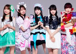 @JAM ALLSTARS 2026のメンバー。左から、里仲菜月（Task have Fun）、松田美里（わーすた）、小野寺梓（fav me）、佐藤莉華（Rain Tree）、ミキティー本物（二丁目の魁カミングアウト）。