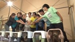 「保護犬トリミング」の様子。