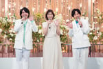 8月15日にNHK総合ほかで放送される新たな夏の音楽特番「夏の音楽祭 うたであえたら 2026」の司会陣。左より大森元貴（Mrs. GREEN APPLE）、北川景子、二宮和也。