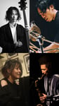 アルバム「John Coltrane lives on: A Century of Supreme Love」参加アーティスト。上段左より須川崇志、石若駿、大森菜々、藤原大輔。