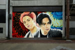 「BMSG OPEN THE SHUTTER」より、愛知・円頓寺本町商店街に掲出されるSKY-HIとNovel Coreのシャッターアート。
